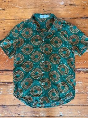 Fun Patterned Short-Sleeve Button-Up Shirt